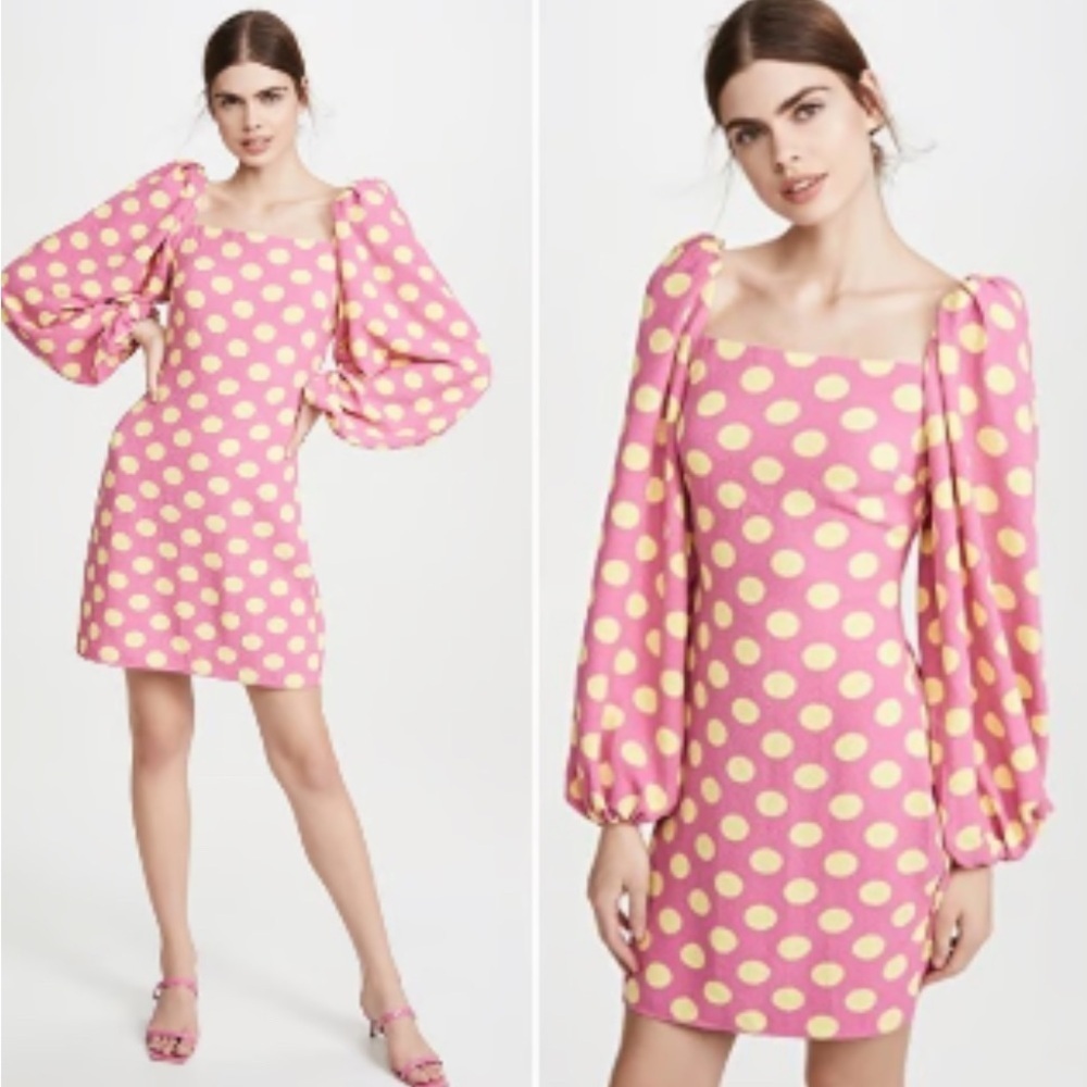 Stine Goya Will Polka Dot Mini Dress pink yellow Medium